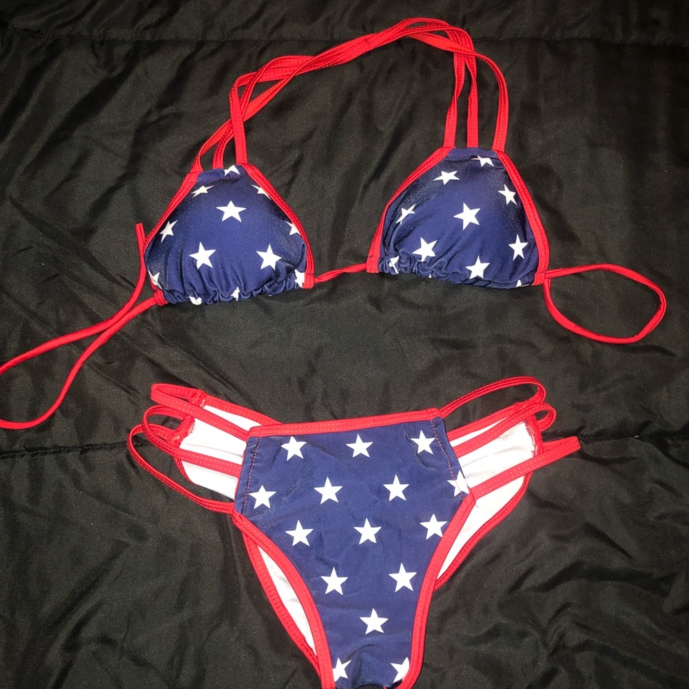 American Flag star scrunch butt bikini